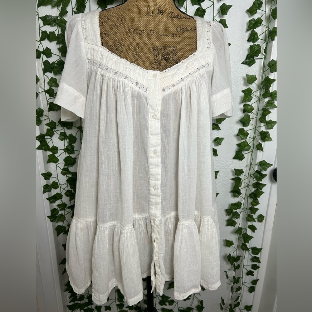 Free People Cream Lace-Trimmed Dress - Picture 2 of 6